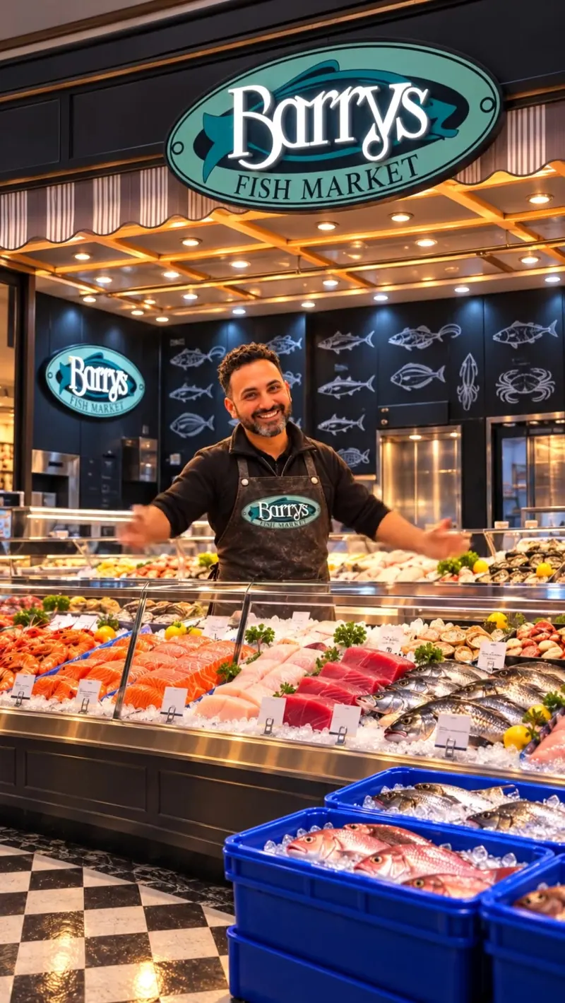Barry behind his counter at Westfield Penrith, arms out to welcome you